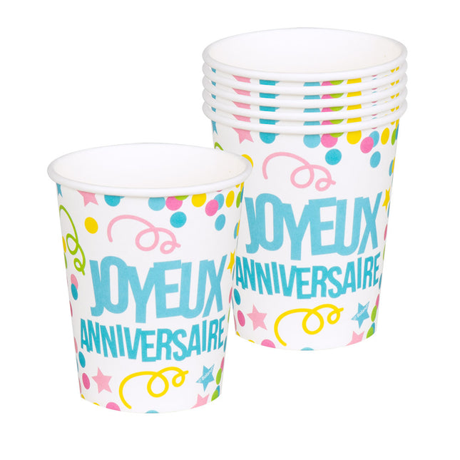 Coppe Joyeux Anniversaire 250ml 6 pezzi