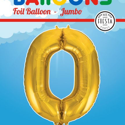 Palloncino Foil Figura 0 Gold XL 86cm vuoto