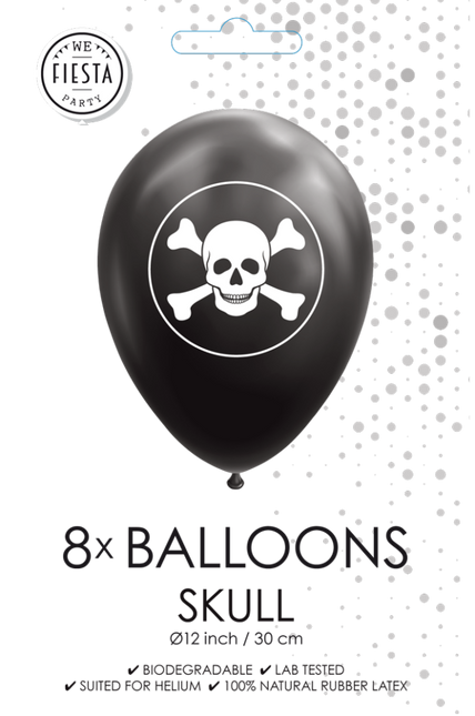 Palloncini pirata neri 30,5 cm 8 pezzi