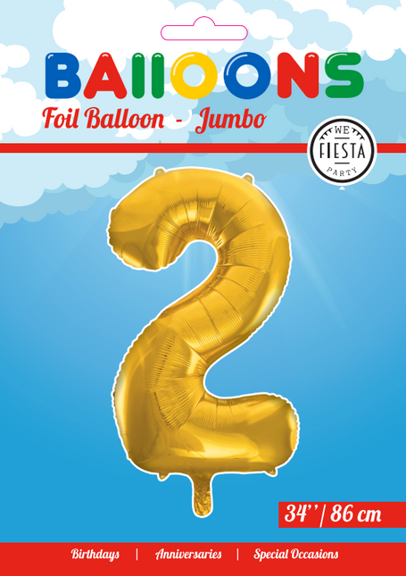 Pallone in foil Figura 2 Gold XL 86cm vuoto