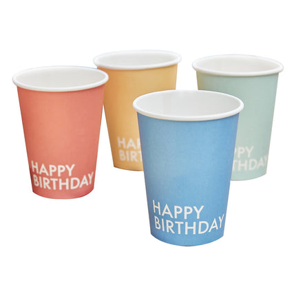 Tazze colorate di Buon Compleanno 266ml 8pz