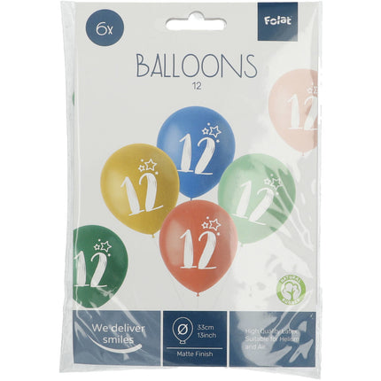 Palloncini 12 anni colorati 33cm 6pz