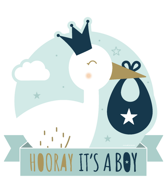 Cartello per porta Hooray It's A Boy 50 cm