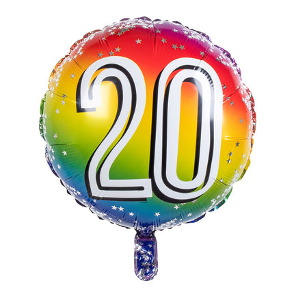 Palloncino numero arcobaleno 20 anni 45 cm