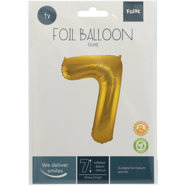 Pallone Foil Figura 7 Oro Metallizzato XL 86cm vuoto