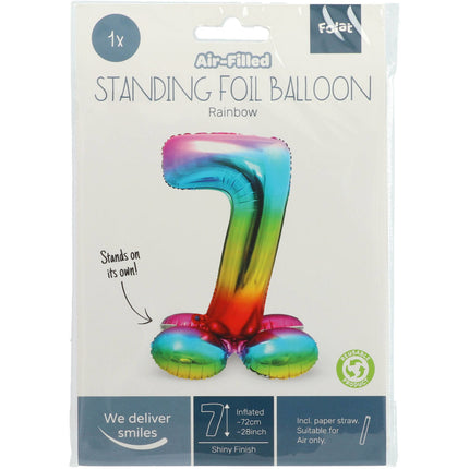 Palloncino in foil Figura 7 Arcobaleno con supporto 72 cm