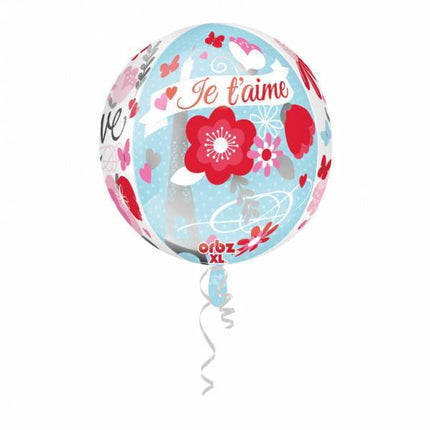 Palloncino a elio rotondo Je T'Aime 40 cm vuoto