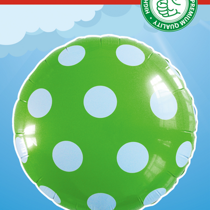 Palloncino ad elio a pois verde 45 cm vuoto