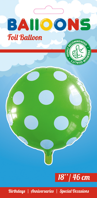 Palloncino ad elio a pois verde 45 cm vuoto