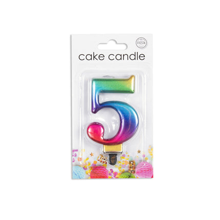 Candela 5 anni Arcobaleno 7 cm