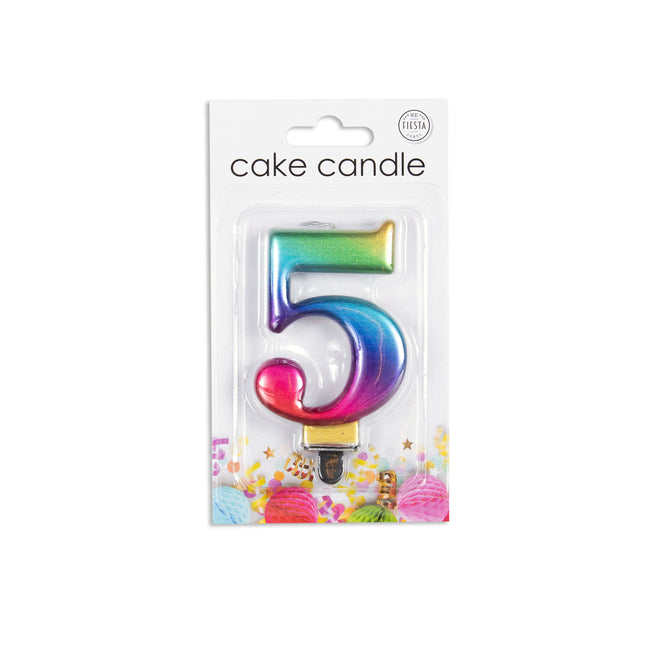 Candela 5 anni Arcobaleno 7 cm