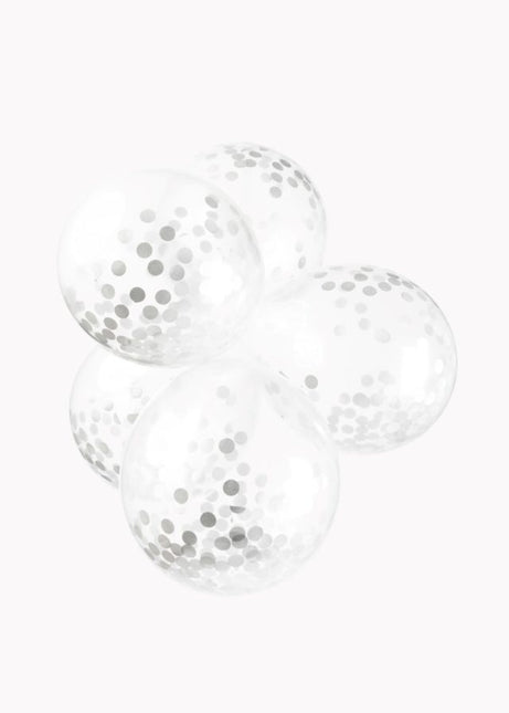 Palloncini a coriandoli argento 12cm 6pz