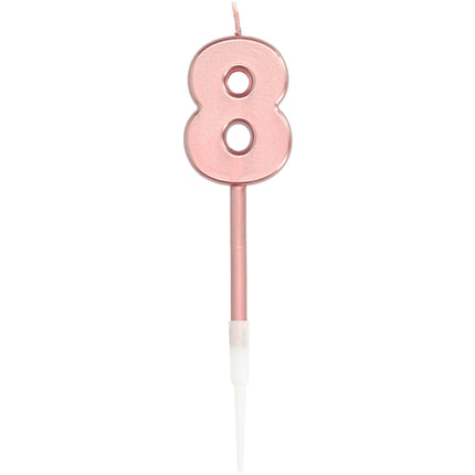 Candela Figura 8 Oro Rosa Metallizzato 15 cm