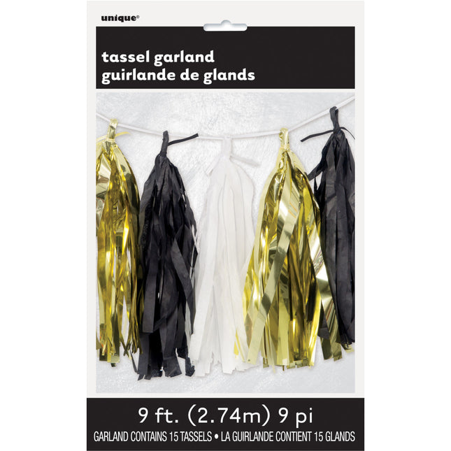 Ghirlanda di nappe Oro Nero Bianco 2,7 m