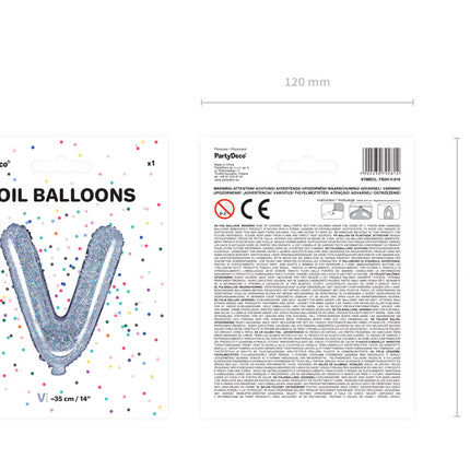 Palloncino in foil Lettera V Olografica Vuoto 35 cm