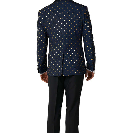 Smoking da uomo a pois blu scuro e oro <tc>OppoSuits</tc>