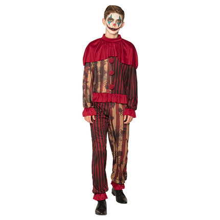 Costume da clown di Halloween rosso per adolescenti 14/16 anni