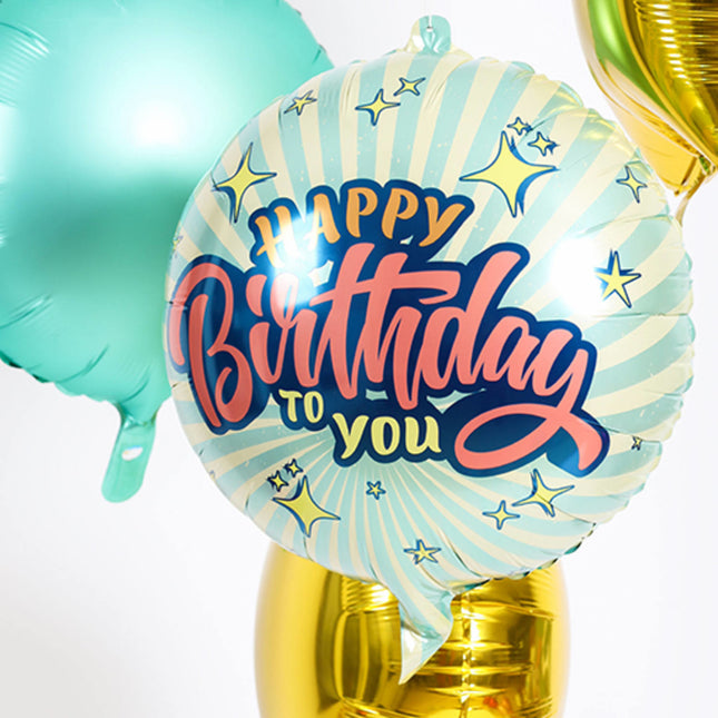 Palloncino ad elio Happy Birthday Retro Stars vuoto 45 cm