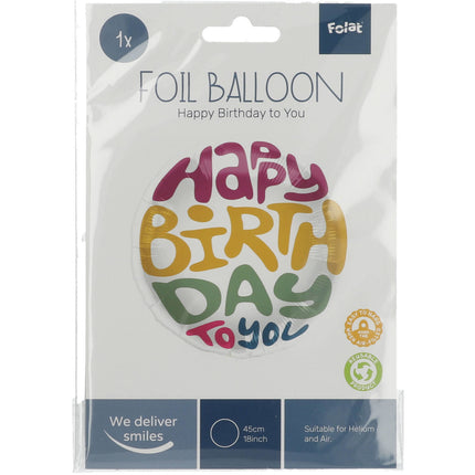 Palloncino ad elio Happy Birthday Retro vuoto 45cm