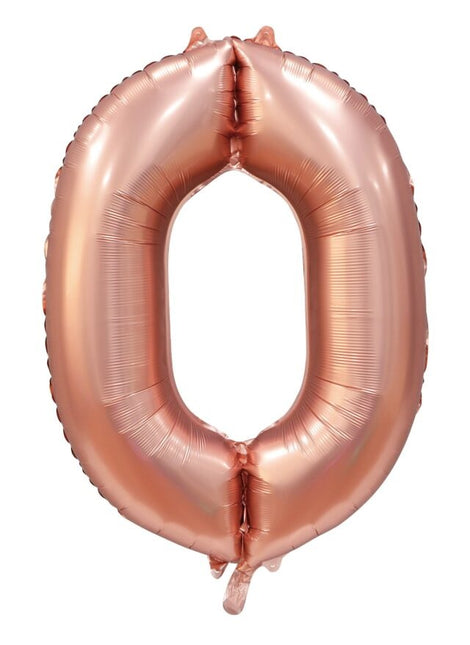 Palloncino numero oro rosa 0 anno lucido 86 cm