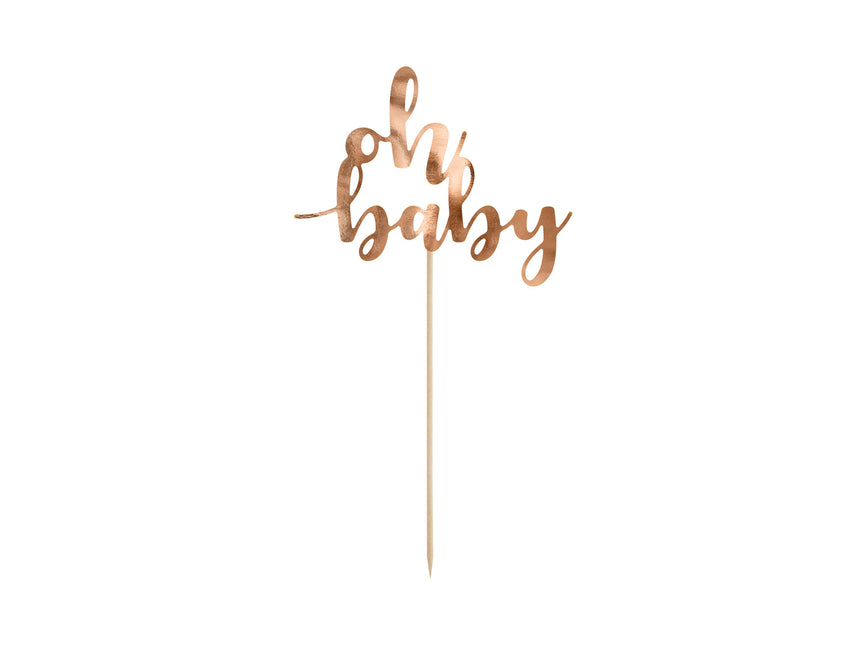 Cake topper oro rosa Oh Baby 25 cm