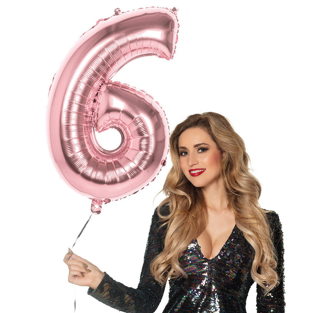 Palloncino Numero Oro Rosa 6 Anni 86cm