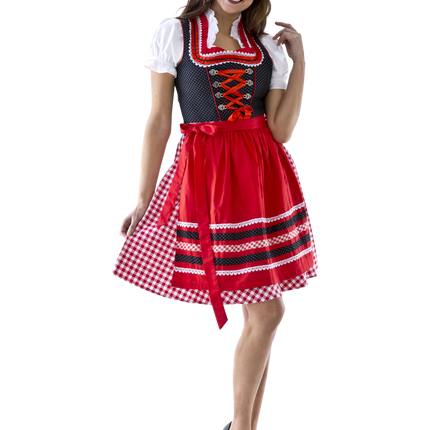 Abito Dirndl Rosso Bianco Oktoberfest Donna a scacchi