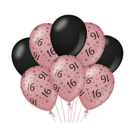 Palloncini 16 anni Rosa Nera 30cm 8pz