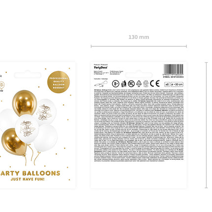 Palloncini Happy Birthday To You Oro 30cm 6 pezzi