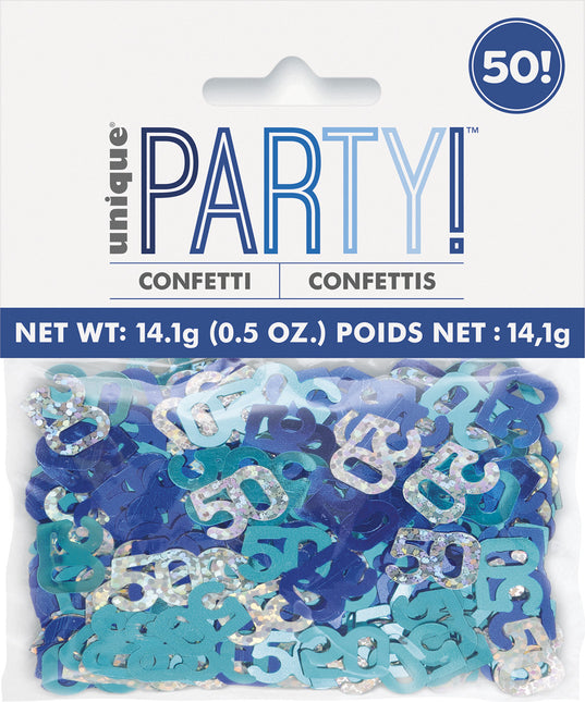 Sacchetto per coriandoli 50 anni Blu 14gr