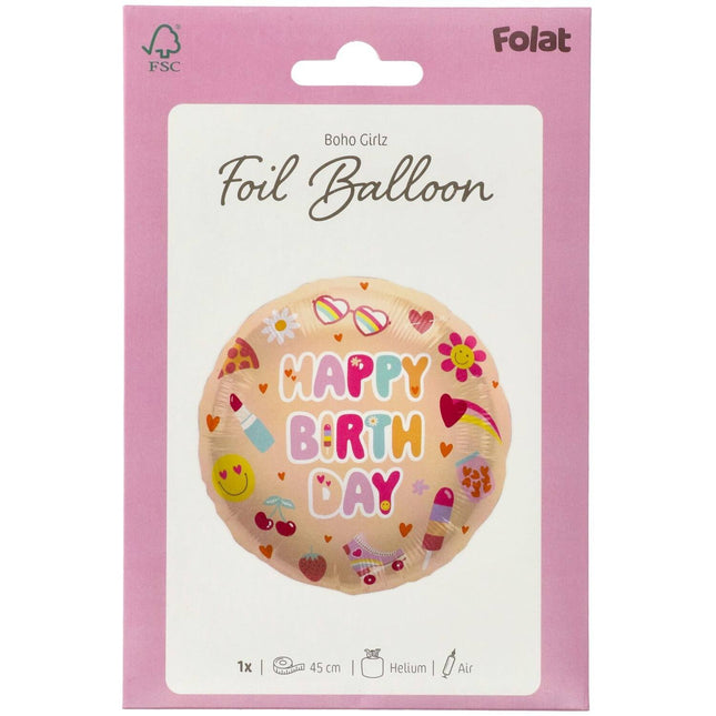 Palloncino ad elio Happy Birthday vuoto 45 cm