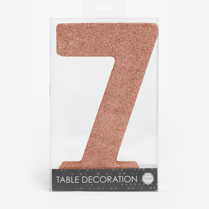 Decorazione da tavolo oro rosa Figura 7 Glitter 20,5 cm