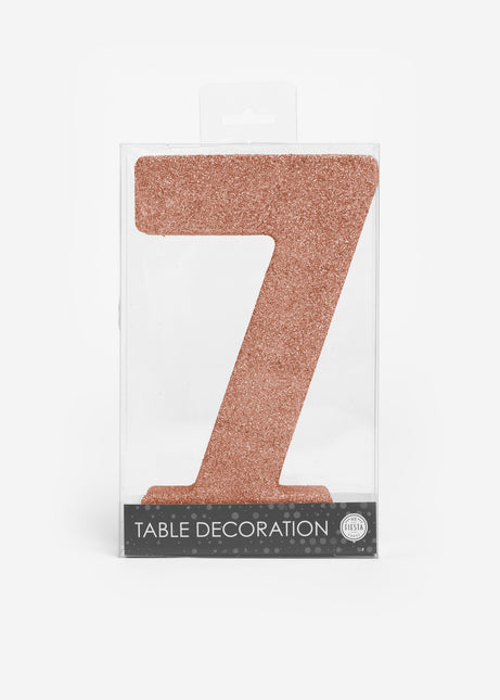 Decorazione da tavolo oro rosa Figura 7 Glitter 20,5 cm