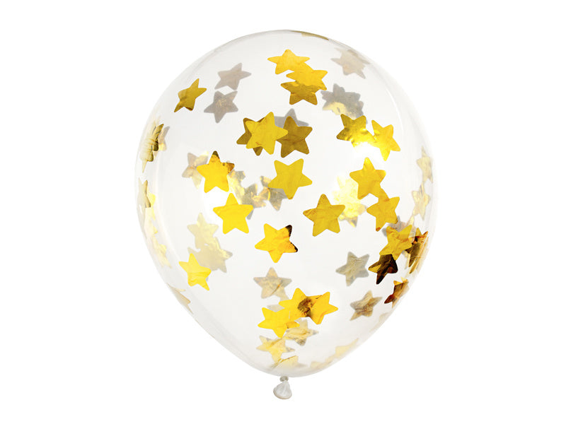 Palloncini con coriandoli oro e stelle 30 cm 6 pezzi