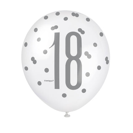 Palloncini 18 anni a pois neri 30cm 6pz