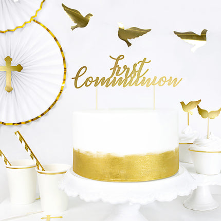 Cake topper 1a Comunione Oro 21cm