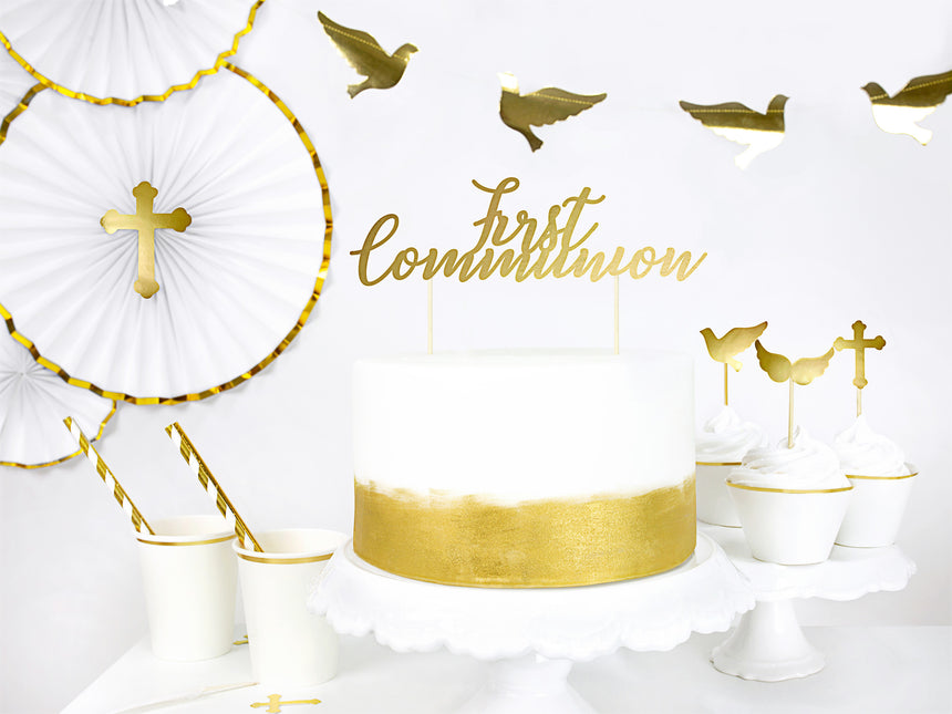 Cake topper 1a Comunione Oro 21cm