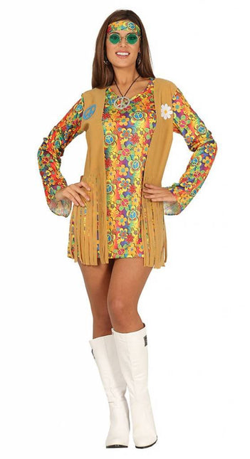 Costume Hippie 60S Donna Marrone