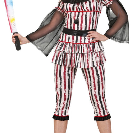 Costume di Halloween da clown horror da donna rosso