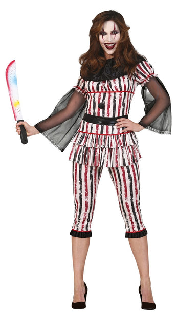 Costume di Halloween da clown horror da donna rosso