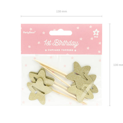 Cake Toppers 1 Anno Oro 6 pezzi