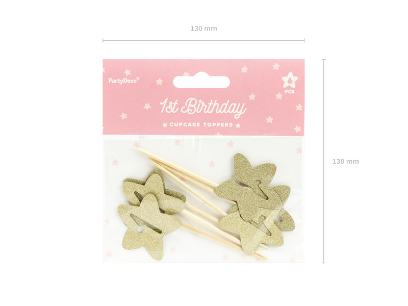 Cake Toppers 1 Anno Oro 6 pezzi