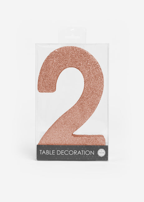 Decorazione da tavolo oro rosa Figura 2 Glitter 20,5 cm