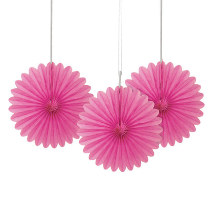 Ventagli di carta fucsia 15cm 3pz