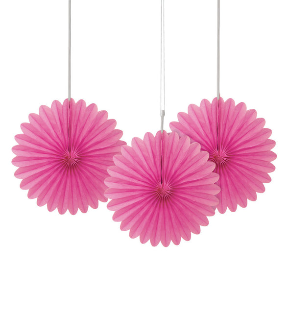 Ventagli di carta fucsia 15cm 3pz