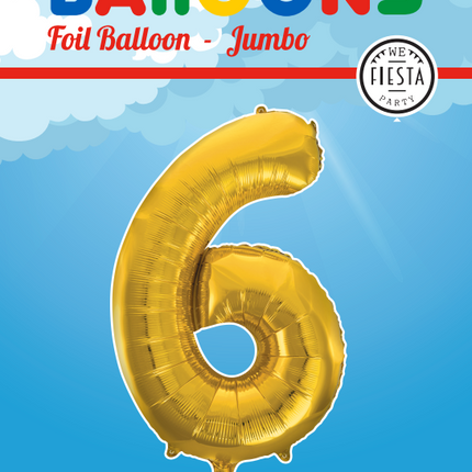 Pallone Foil Figura 6 Gold XL 86cm vuoto