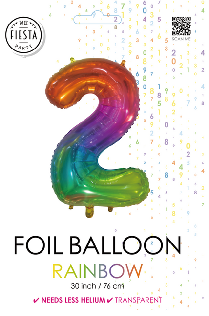 Pallone in foil Figura 2 Arcobaleno Trasparente 66cm