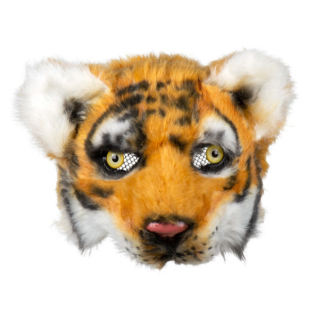 Mezza maschera di peluche di tigre