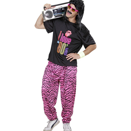 Costume Neon 80S Nero Rosa Uomo