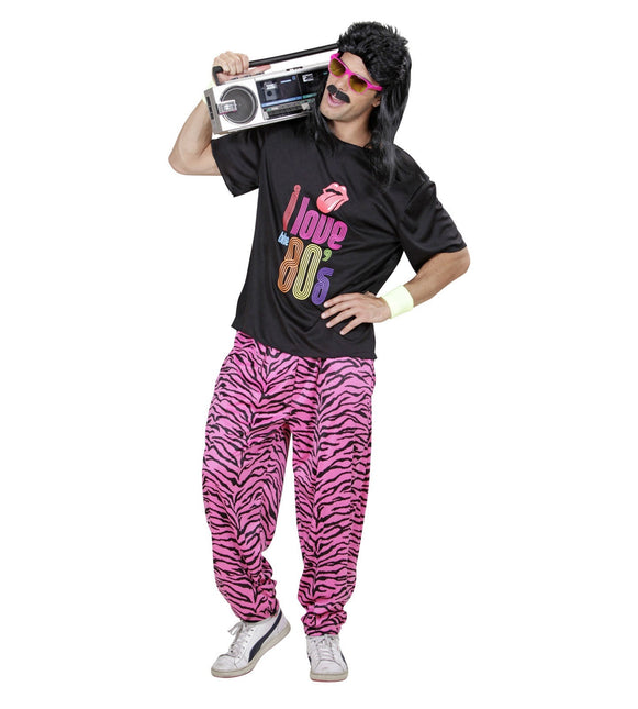 Costume Neon 80S Nero Rosa Uomo